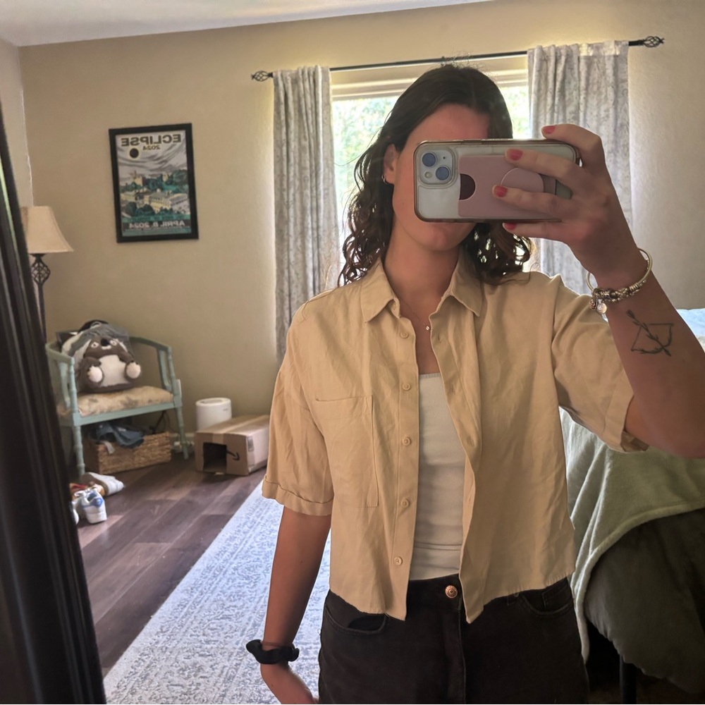 Primark Beige Short Sleeve Shirt